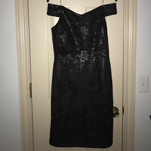 Black Bardot Bodycon Midi Floral Print Dress